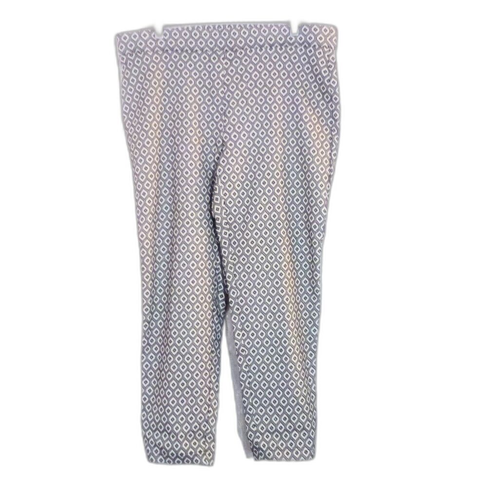 Verve Silver Metallic Black White Geometric Print Wide Leg Pants XL